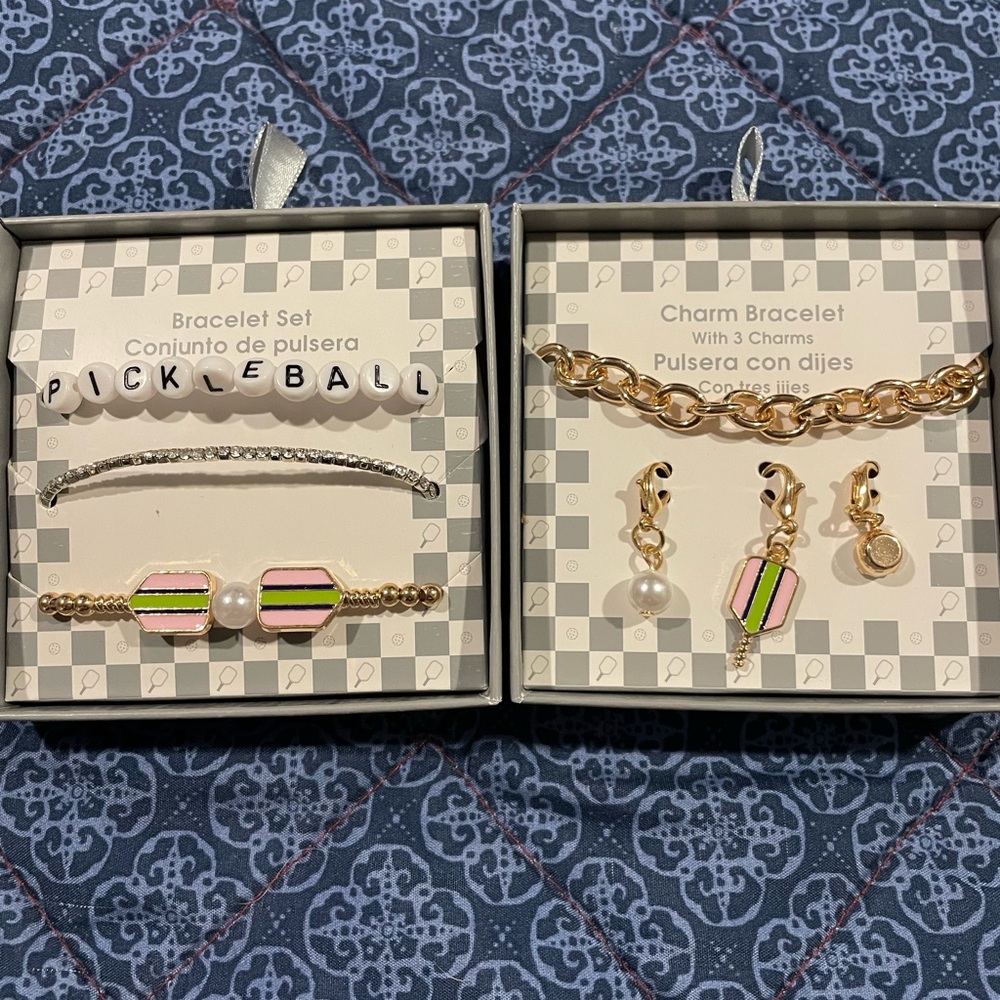 Pickleball Bracelet and Charm Set
